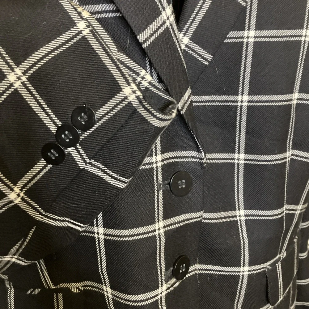 Pendleton Blazer Womens 18 Black/White Plaid‎ Equestrian Dark Academia 100% Wool